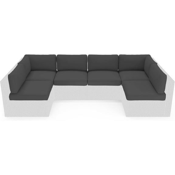 SOLAURA 14Pcs Outdoor Furniture Replacement Cushions, Fits 6-seat Sectional Rattan Conversation Set, Patio Water-Resistant Replacement Sofa Cushions, Grey