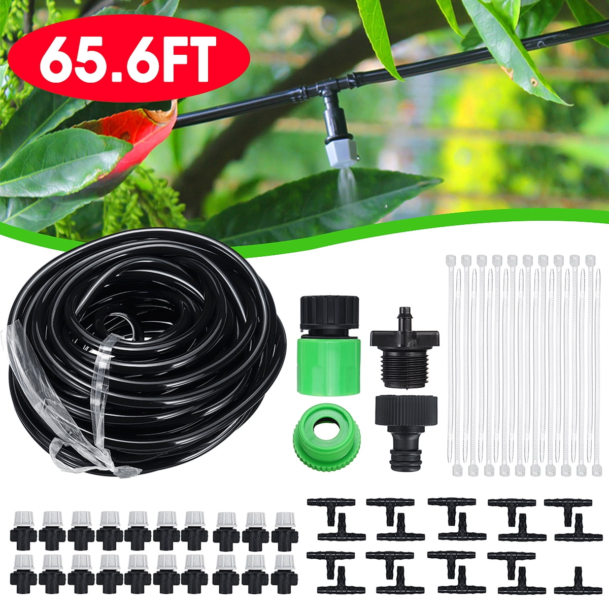 787.4 Inches Micro Drip Irrigation System w/ 20 Drip Nozzles Walmart