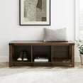 thumbnail image 3 of Farmhouse X-Metal 3-Open Cubbies Storage Entry Bench in Dark Walnut, 3 of 6