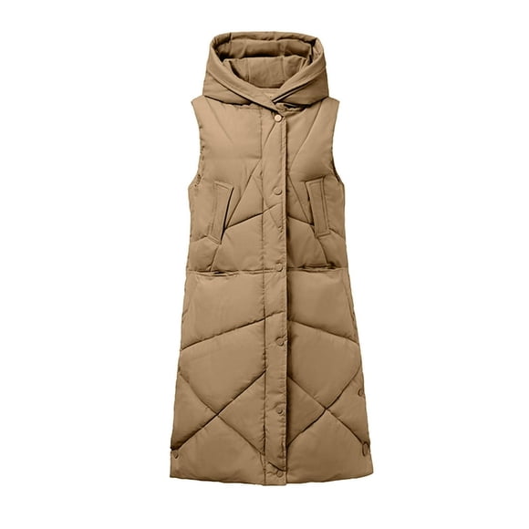 CAICJ98 Gilets pour Femmes Gilet Léger Bouffant Gilet Coupe-Vent Sans Manches pour la Randonnée Voyage Running Vêtements d'Extérieur avec Poches Kaki