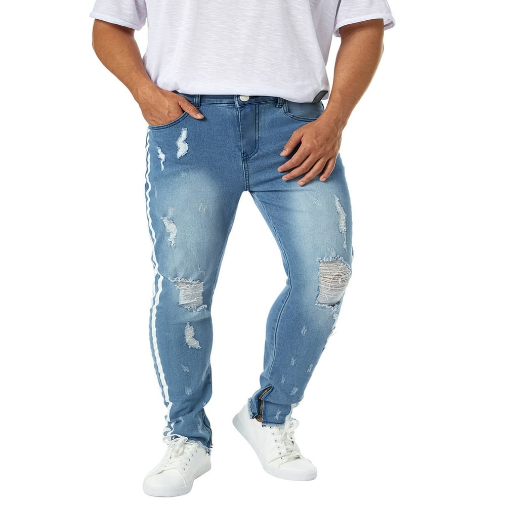 Jeans with stripe on side men sale