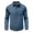 Cyan, variant on Chest Pocket Soft Heather Linen Cotton Henley Collar Shirt for Men Half Button Placket Wrinkle Resistant Daily Vacation Blouse Khaki L