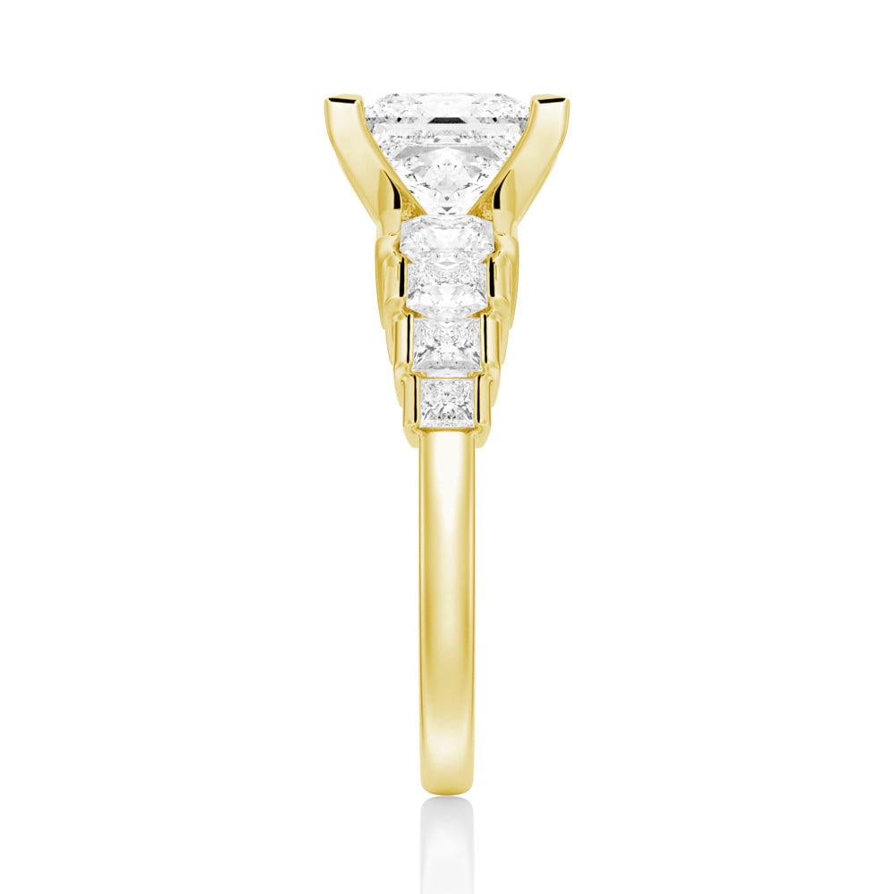 ESTE ORIGIN 4Ct Princess Cut Moissanite Engagement Ring Set - Bridal Wedding Ring Set with Eternity Band 14K Yellow Gold US 7.5