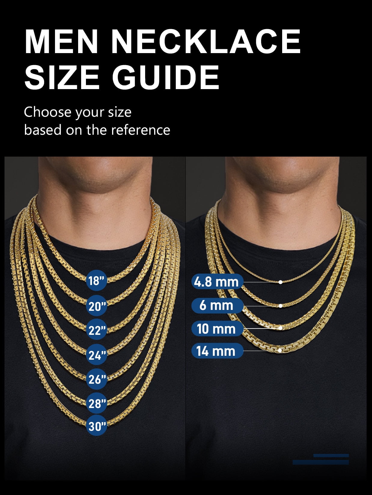 ChainsProMax Gold Plated Flat Box Chain for Men Necklace Stainless Steel 26inch 4mm Hip Hop Jewelry