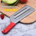 thumbnail image 2 of Stainless Steel Shredder Knife, Stainless Steel Dual Blade Julienne Cutter, Cabbage Chopper Shredder Slicer for Coleslaw, Grating & Shredding - Perfect for Coleslaw, Vegetables with Hook (Red), 2 of 9