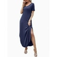 thumbnail image 6 of Women's Dresses V Neck Casual Short Sleeve Loose Pocket Slits Long Dress, 6 of 6