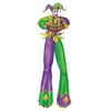 Club Pack of 12 Purple, Green and Gold Jointed Jester with "Mardi Gras" Sign Decorations 6'