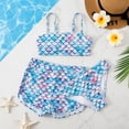 thumbnail image 1 of GYRATEDREAM 8-14Y Child Girl's 3 Piece Sport Swimsuits Hawaii Bikini Bathing Suit with Board Shorts, 1 of 6