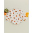 thumbnail image 4 of Wassery Baby Halloween Outfits 0-18 Months Infant Fall Clothes for Boys Girls Round Neck Long Sleeve Pumpkin Star Print Sweatshirt Romper, 4 of 8