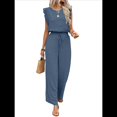 thumbnail image 3 of para Mujer, Verano 2025, Mangas con Volantes, Cuello Cuadrado, Mono con Cordón y Bolsillos, Azul Real, Talla M, 3 of 10