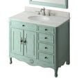 thumbnail image 4 of Benton Collection 38" Distressed Light Blue Cottage Bathroom Vanity with White Marble Top, 4 of 6