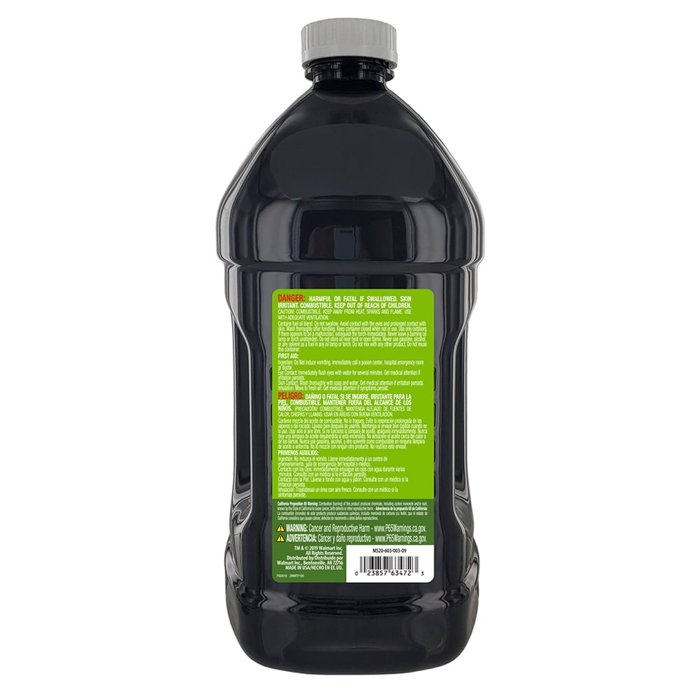 Mainstays Citronella-Scented Clear Torch Fuel Lamp Oil , 100 fl. oz., Outdoor Use, Pop-Up Spout, Mosquito Repellent