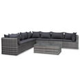 thumbnail image 3 of vidaXL 9 Piece Patio Lounge Set with Cushions Poly Rattan Gray, 3 of 11