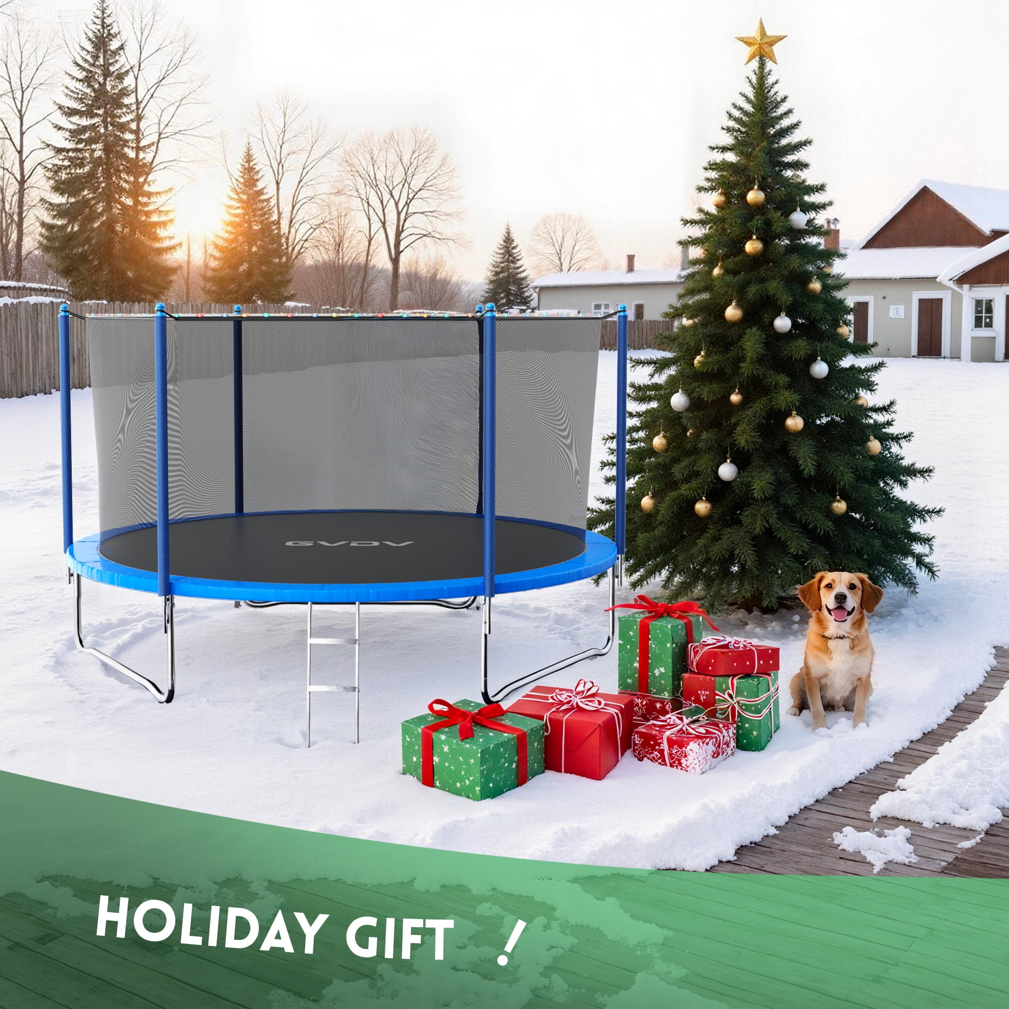 GVDV Outdoor Trampoline, 8' Backyard Recreational Trampoline with