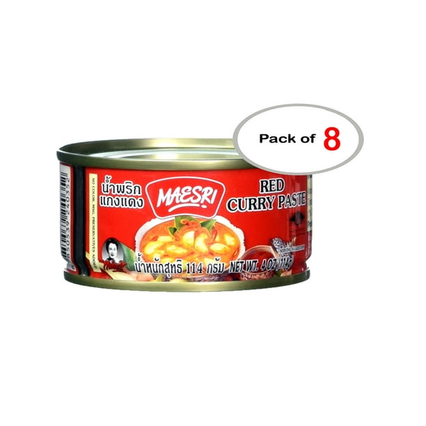 Red Curry Paste for Spicy Thai Food, 4 oz / 114 g (Pack of 8, Maesri
