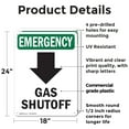 thumbnail image 2 of (2 Pack) Gas Shutoff [Down Arrow] With Symbol OSHA Emergency Sign 18 Inch X 24 Inch Plastic Sign, Weather Resistant, UV Protected for Workplace, Business, and Construction Site, Made in the USA, 2 of 8