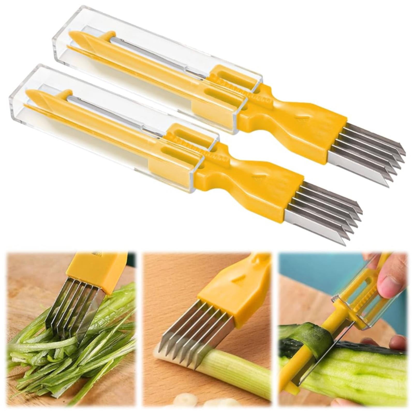 Elevate your cooking with this ultimate home kitchen multifunctional green onion peeler yellow tool
