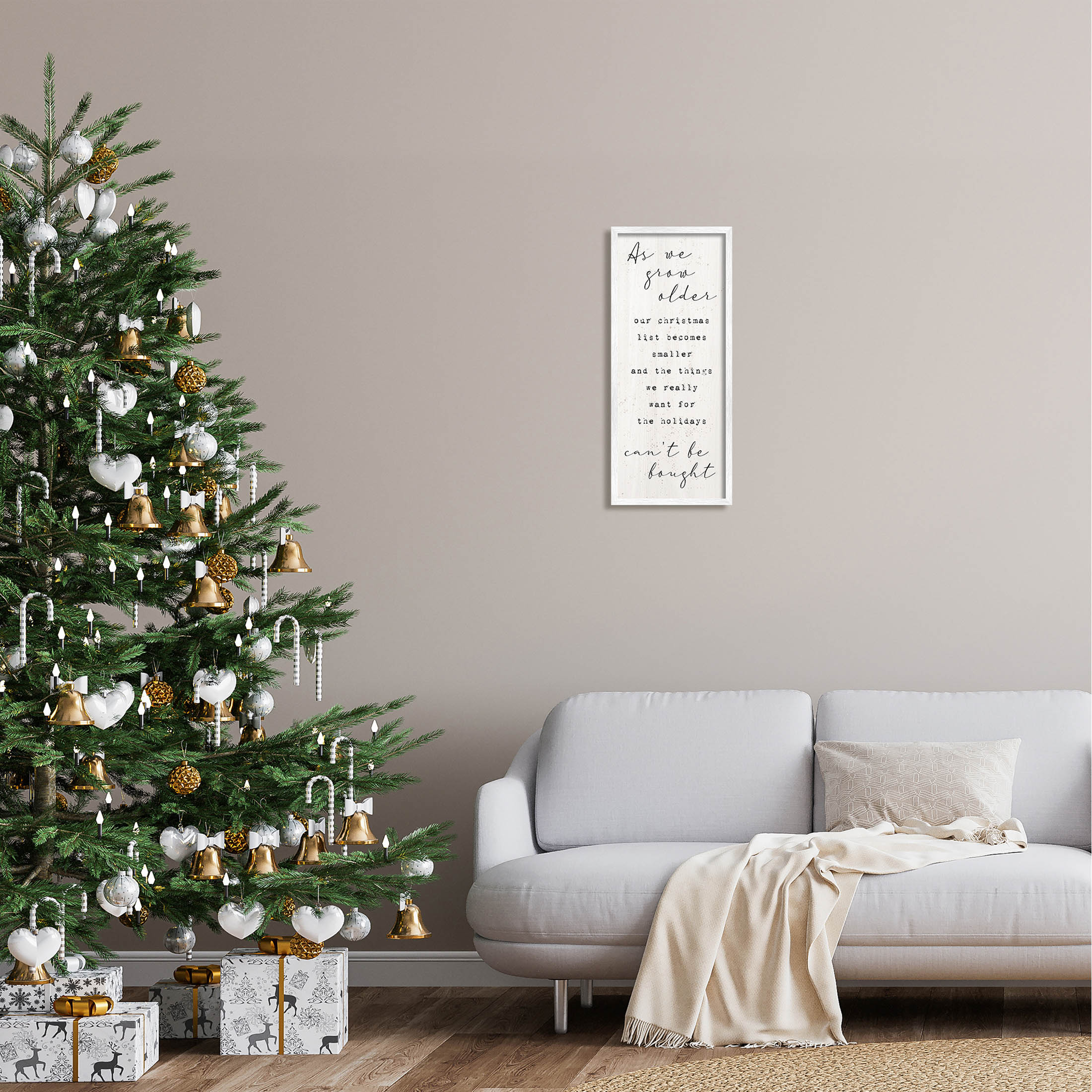 Gifts That Can't Be Bought Holiday Holiday Graphic Art White Framed Art Print Wall Art