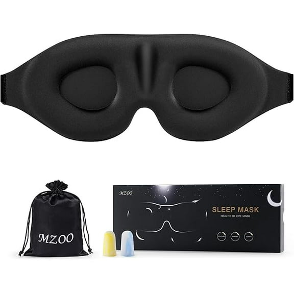 1997 Luxury Sleep Eye Mask for Side Sleeper Men Women, Zero Eye Pressure 3D Sleeping Mask, Light Blocking Patented Design Night Blindfold, Soft Eye Shade Cover for Travel, Black