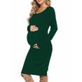 thumbnail image 2 of Side Ruched Pregnancy Dress Long Sleeve Maternity Clothes for Women, 2 of 7