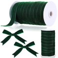 thumbnail image 1 of Cinta de terciopelo Chuangdi 2,5 cm x 27 m, color verde navideño, 1 of 7