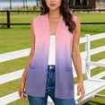 thumbnail image 2 of SZJXBUY Womens Cardigan Wrap Plus Size Color Block Open Front Casual Sleeveless Cardigans Summer Dressy Gradient Loose Lightweight Vests with Pockets Pink,XXL, 2 of 5
