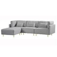 thumbnail image 6 of CLEARANCE! Modern Luxury Sectional Sofa Couch Quality Upholstery L Shape Sofa Golden Metal Leg with Convertible Ottoman Chaise Grey, 6 of 9