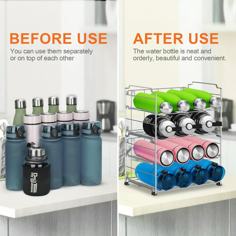 Water Bottle Storage Rack Organizer Holder Stackable Cupboard