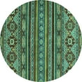 thumbnail image 1 of Ahgly Company Indoor Round Abstract Turquoise Blue Modern Area Rugs, 6' Round, 1 of 4