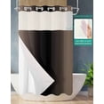 thumbnail image 2 of No Hook Shower Curtain with Snap in Liner, Ombre Abstract Gradient Brown Black Hotel Shower Curtains for Bathroom, Washable Shower Curtain Liner Set with Mesh Top Window, 36"x72", 2 of 6