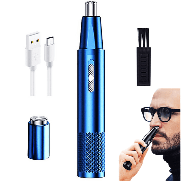 Welan Rechargeable Nose & Ear Hair Trimmer for Men and Women, Beard & Eyebrow Groomer, Blue