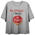 thumbnail image 6 of Dr Pepper It's Different I Like It Vintage Logo Crew Neck Short Sleeve Gray Heather Women's Crop Top-XL, 6 of 7