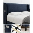 thumbnail image 6 of CREATIVE HOBBIES Full Bed Frame, Upholstered Platform Bed with Wingback Headboard, Velvet Upholstered Bed Frame with 2 Storage Pockets, Strong Wooden Slat Support, Easy Assembly, Box Spring Optional, 6 of 8