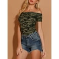 thumbnail image 6 of Allegra K Women's  Slim Fit Short Sleeves Off the Shoulder Cropped Top, 6 of 7