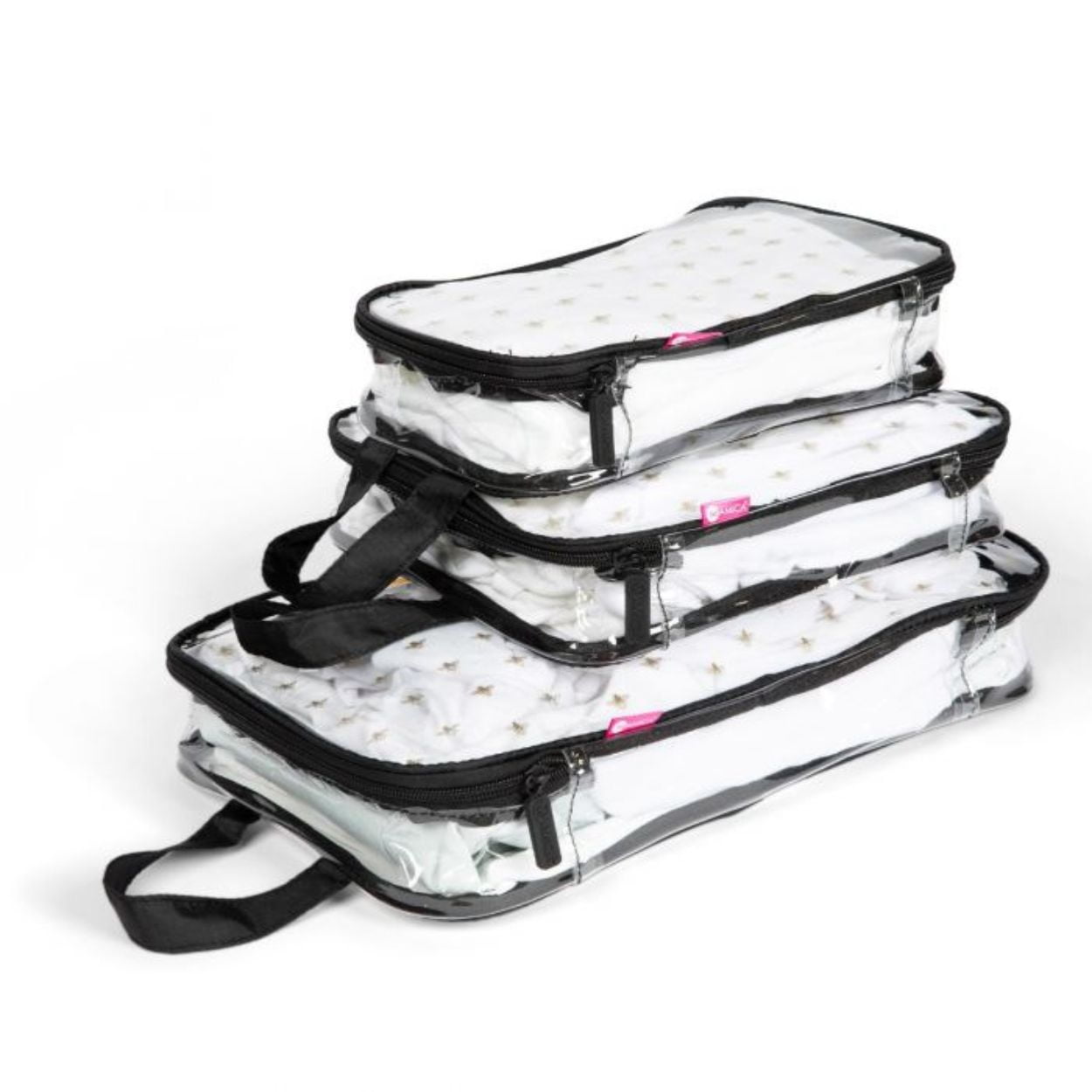 Miamica 3-Piece Luggage Packing Cubes, Black Bee Clear Design – Includes  Small, Medium and Large Suitcase Organizers with Durable Design 