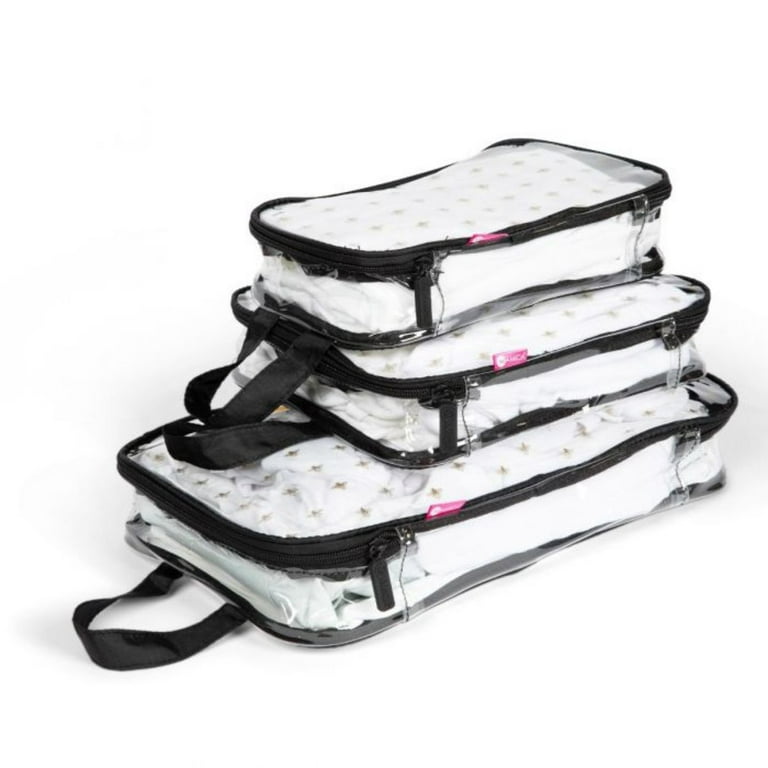  Clear Compression Packing Cubes 3 Set - Bags for Travel -  Luggage Cube Organizer - Cosmetic Bags Black : Clothing, Shoes & Jewelry