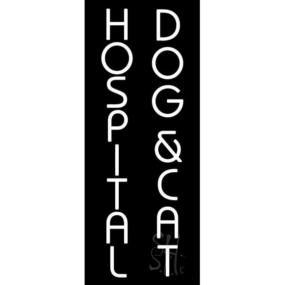 Dog And Cat Hospital LED Neon Sign 32" Tall x 13" Wide - inches Black Square Cut Acrylic Backing, with Dimmer - Premium built indoor Sign for Club, Home décor, Event, Workshop, Storefront.