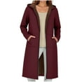thumbnail image 2 of GaThRRgYP Warm Plush Women's Jacket for Fall,Women's Long Sleeved Composite Velvet Hooded Casual Long Jacket Long Windproof Jacket Red XL, 2 of 8