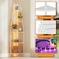 thumbnail image 2 of Satifur Corner Shelf Space Saving Freestanding Bookcase with LED Light Strip, Corner Bookshelf for Living Room Bedroom, White, 2 of 9