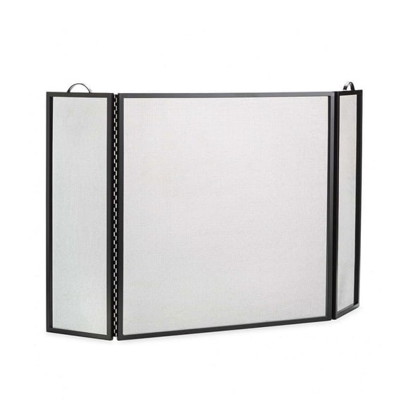 Plow & Hearth Classic Tri-Fold Flat-Guard Fireplace Fire Screen, in Black