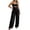 Black, variant on Sleeveless Jumpsuits for Women Halter High Waist Wide Leg Rompers Summer Causal Loose Overalls with Pockets, M