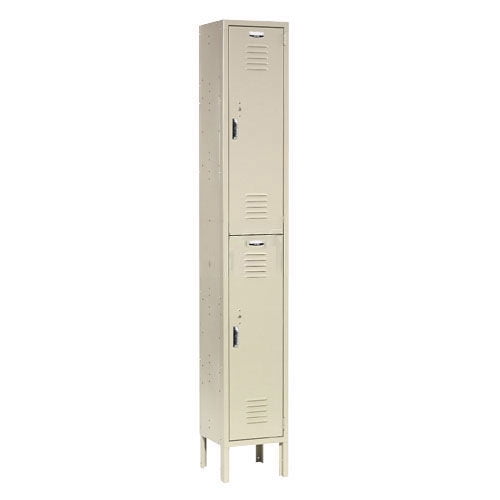 Global Industrial 652076TN 12 x 15 x 36 in. Double Tier Paramount Locker with 2 Door Ready to Assemble, Tan