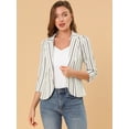 thumbnail image 3 of Blazer De Solapa Con Muescas Allegra K Mangas 3/4 A Rayas Mujer blanco M, 3 of 6