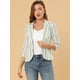 thumbnail image 3 of Blazer De Solapa Con Muescas Allegra K Mangas 3/4 A Rayas Mujer blanco M, 3 of 6
