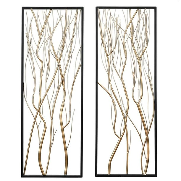 Luxenhome 2 Piece Metal Gold Branch Wall Decor Com - Gold Wall Accent Pieces Luxenhome 2 Piece Metal Gold Branch Wall Decor Com - Gold Wall Accent Pieces