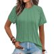 thumbnail image 2 of Pantalones Cortos para Mujeres Sexy Casual Suelto Cuello Redondo Encaje Patchwork Top, Plisado Pecho Manga Corta Blusa para el Uso Diario, Fiesta Y Fecha, 2 of 7