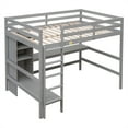 thumbnail image 5 of Full Size Loft Bed with Under-bed Desk and Storage Shelves for Teens, Wooden Bedframe with Full-Length Guardrail & Built-in Ladder for Bedroom, Apartment and Dorm, No Box Spring Needed, Grey, 5 of 7