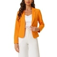 thumbnail image 1 of INSPIRE CHIC Blazer d'Affaires pour Femmes pour le Travail au Bureau, Ouvert à L'Avant, Vestes de Complet Décontractées et Habillées L Orange, 1 of 6