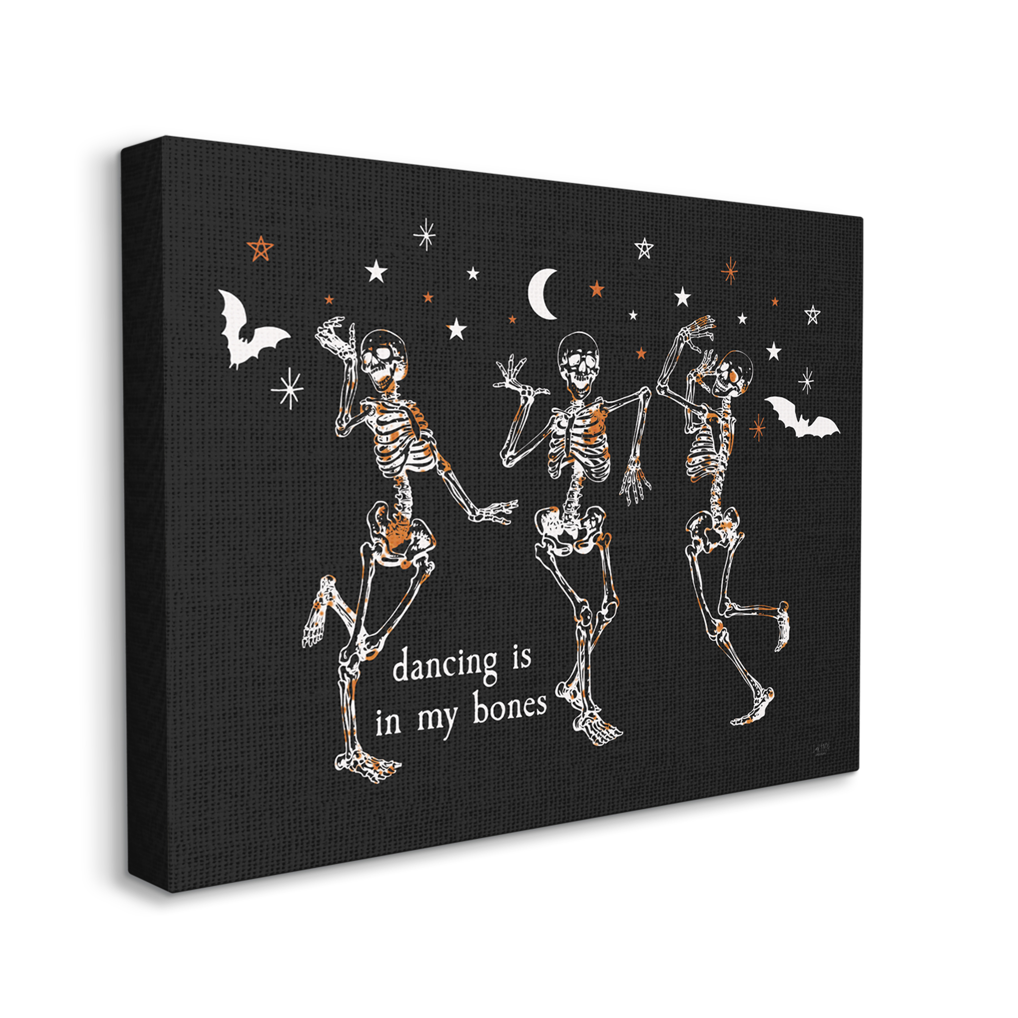 Stupell Industries Dancing In My Bones Skeletons Holiday Painting Gallery Wrapped Canvas Print Wall Art, 20 x 16