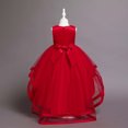 thumbnail image 4 of Wavsuf Flower Girls Dress Nets Bow Red Princess Dress Size 5-6 Years, 4 of 9